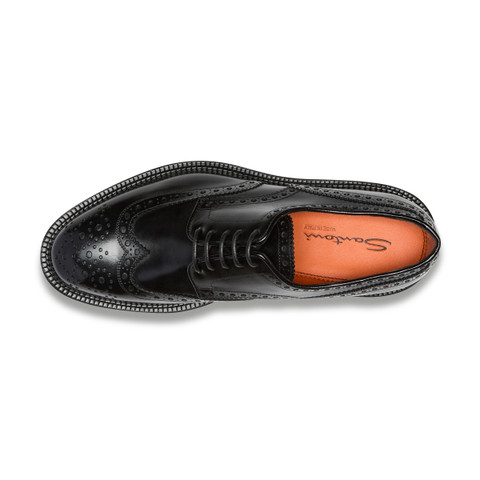 Derby avec perforations Brogue en cuir noir pour homme - Santoni - 4
