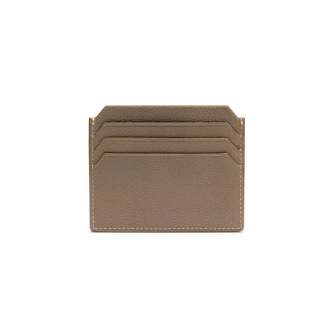 Beige tumbled leather credit card holder - Santoni - 4