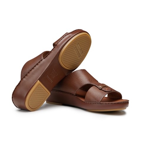 Men's brown leather sandal - Santoni - 3