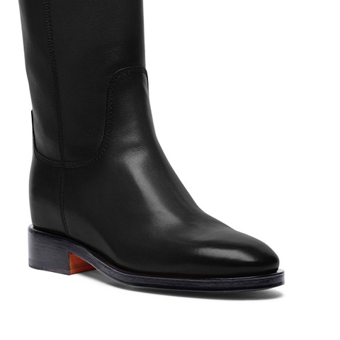 Women's black leather ankle boot - Santoni - 5