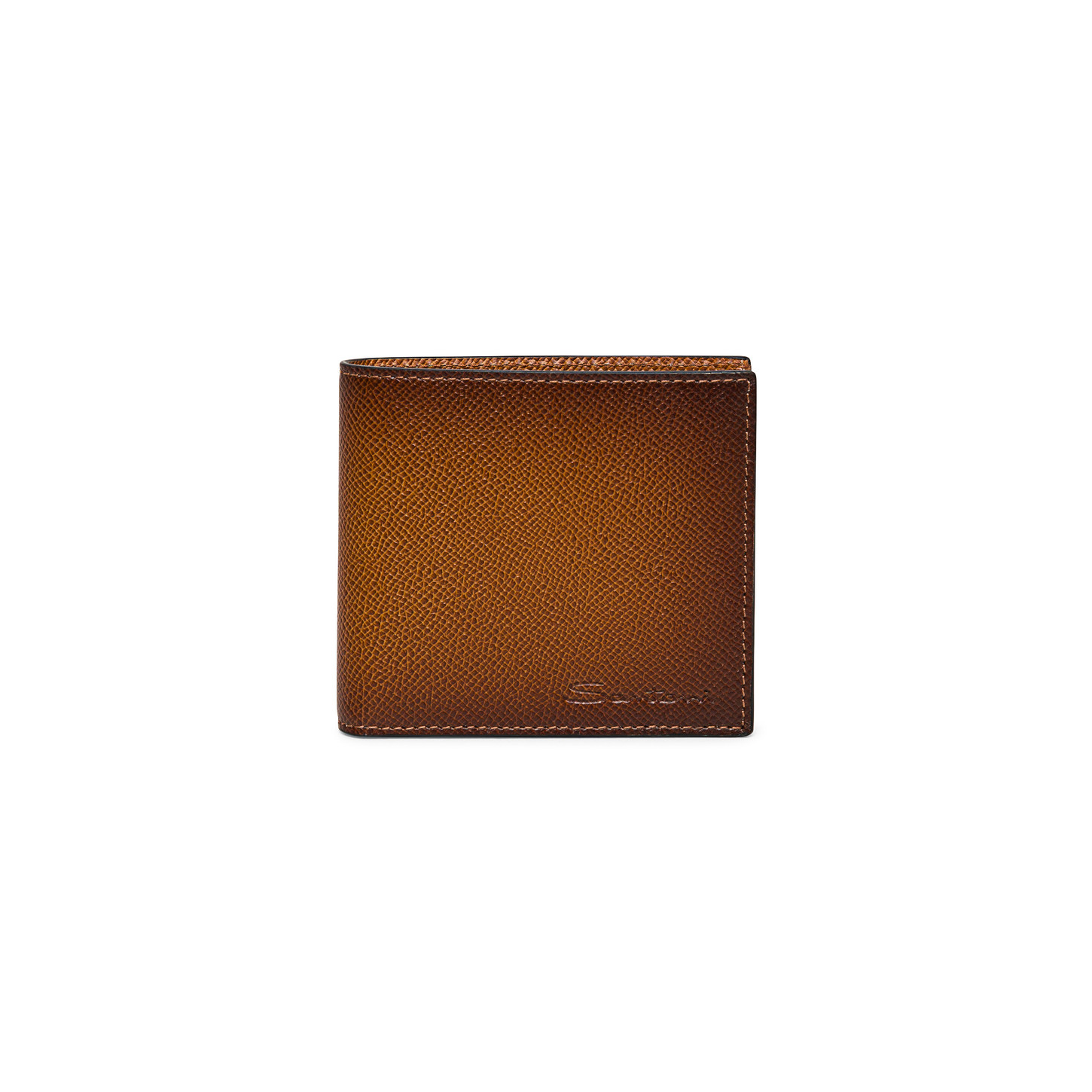 Santoni Portafoglio con porta monete in saffiano marrone