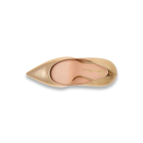 Women's gold laminated leather high-heel pump - Santoni - 4