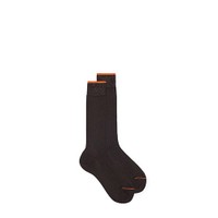 Dark brown Filo di Scozia mercerised cotton crew socks - Santoni - 1