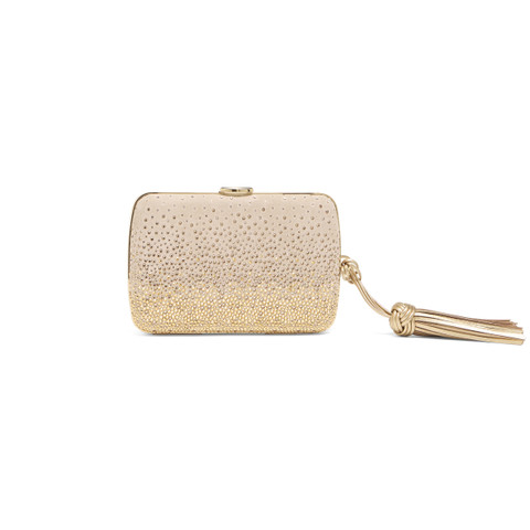 Beige suede and strass clutch - Santoni - 4