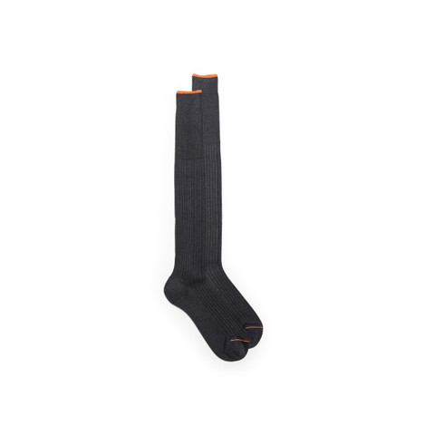Grey Filo di Scozia mercerised cotton high socks - Santoni - 1