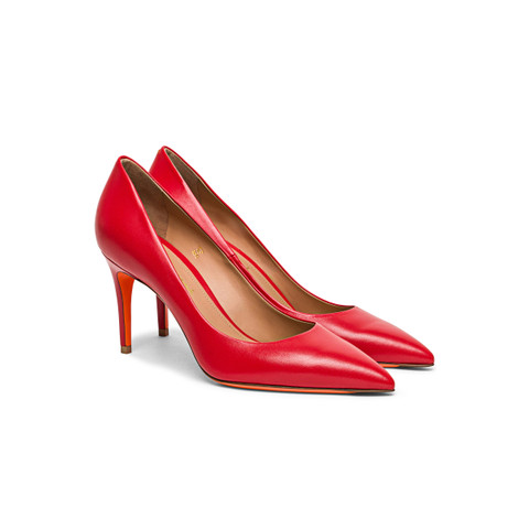 Women's red leather high-heel pump - Santoni - 2