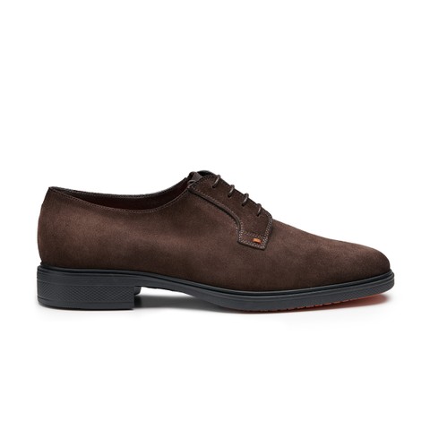Stringata Easy da uomo in suede testa di moro - Santoni - 1