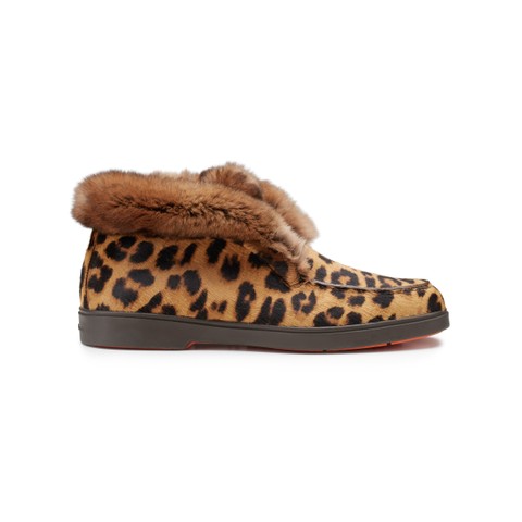 Women's cavallino leather desert boot with fur - Santoni - 1