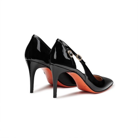 Women's black patent leather high-heel pump - Santoni - 3