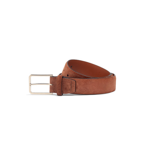 Men's brown suede adjustable belt - Santoni - 1