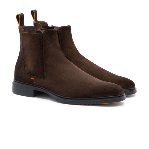 Men's dark brown suede Chelsea boot - Santoni - 3