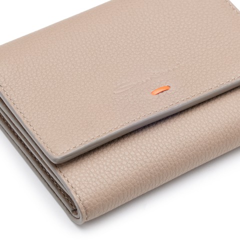 Dove grey tumbled leather wallet - Santoni - 5
