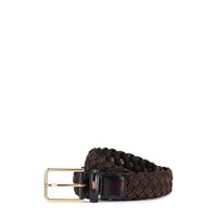 Dark brown woven suede belt - Santoni - 1