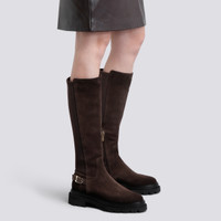 Women's dark brown suede boot - Santoni - 2