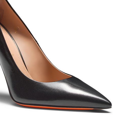 Women's black leather high-heel pump - Santoni - 5