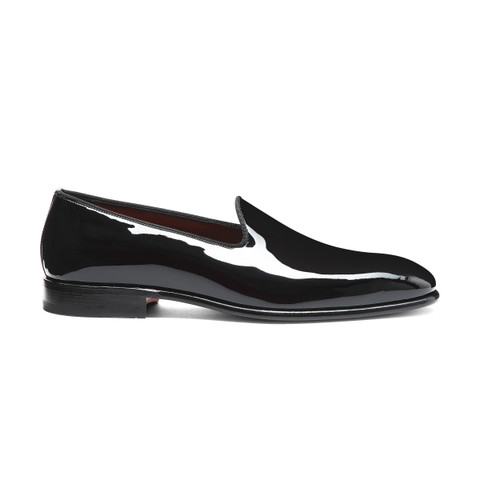 Mocasines de hombre en charol negro - Santoni - 1