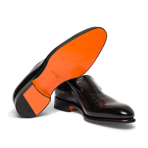 Men's black leather loafer - Santoni - 3
