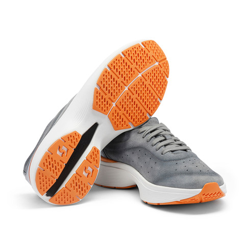 Men's grey suede and leather Easy Bounce sneaker - Santoni - 4