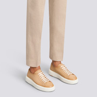 Women's light brown leather sneaker - Santoni - 2