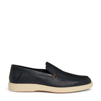 Men's blue tumbled leather loafer - Santoni - 1