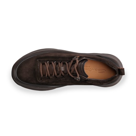 Men's dark brown leather and suede Easy Bounce Mountain sneaker - Santoni - 4