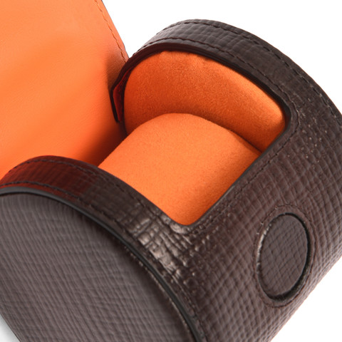 Brown printed leather small watch case - Santoni - 3