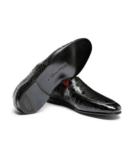 Mocassin en alligator gris pour homme - Santoni - 3