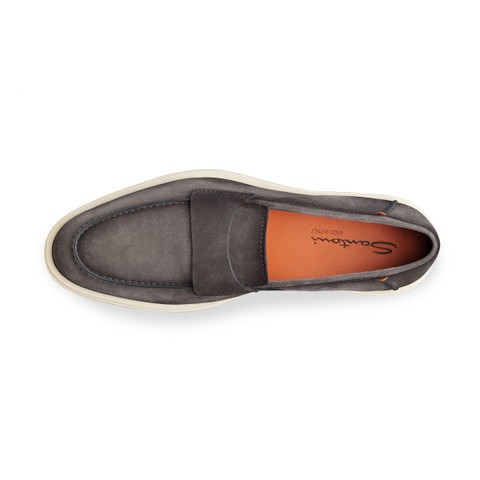 Men's grey suede penny loafer - Santoni - 5