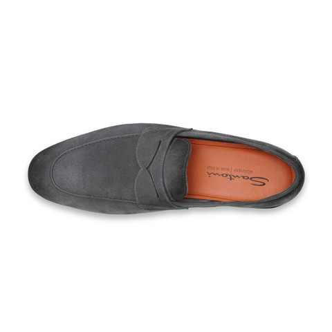 Men's grey suede Carlo loafer - Santoni - 5