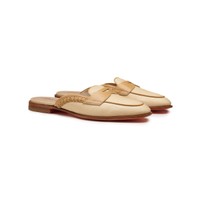 Women's beige leather and fabric mule - Santoni - 2