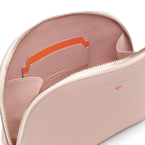 Pink tumbled leather pouch - Santoni - 3