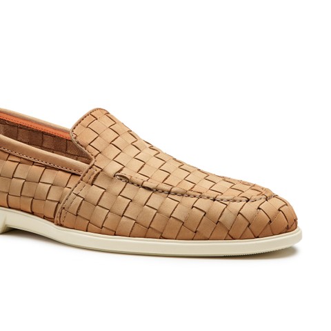 Mocassino da uomo in suede intrecciato beige - Santoni - 5