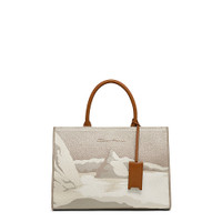 Beige fabric medium tote bag - Santoni - 1