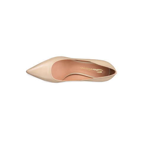 Women's beige leather high-heel pump - Santoni - 4