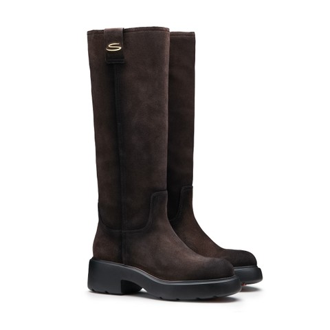 Women's dark brown suede Easy boot - Santoni - 4