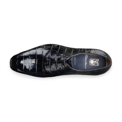 Men's black alligator leather Oxford lace-up - Santoni - 4