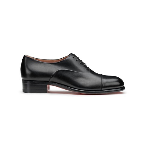 Richelieu en cuir noir pour femme - Santoni - 1