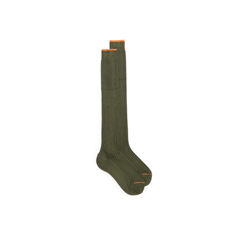 Green Filo di Scozia mercerised cotton high socks - Santoni - 1
