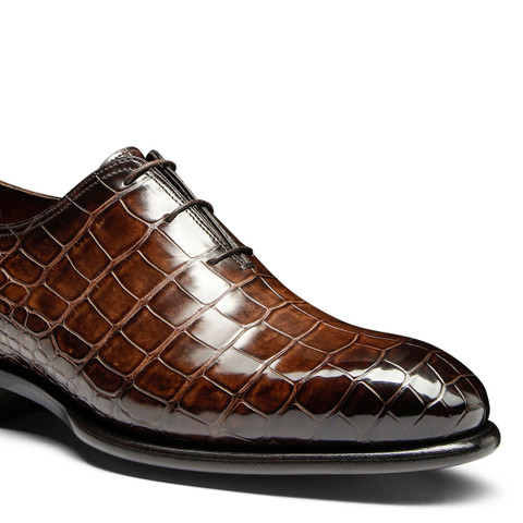 Men's dark brown alligator leather Oxford shoe - Santoni - 5