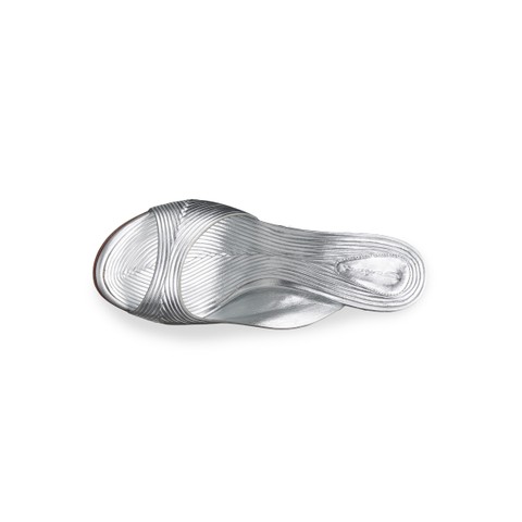 Silberfarbene Sandalen f&uuml;r Damen aus Leder mit hohem Absatz - Santoni - 4