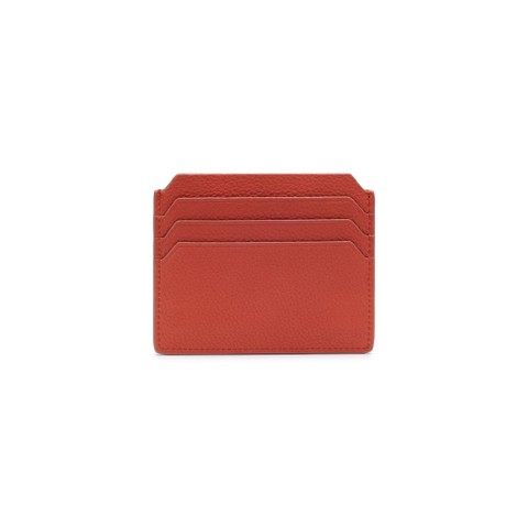 Orange tumbled leather credit card holder - Santoni - 4