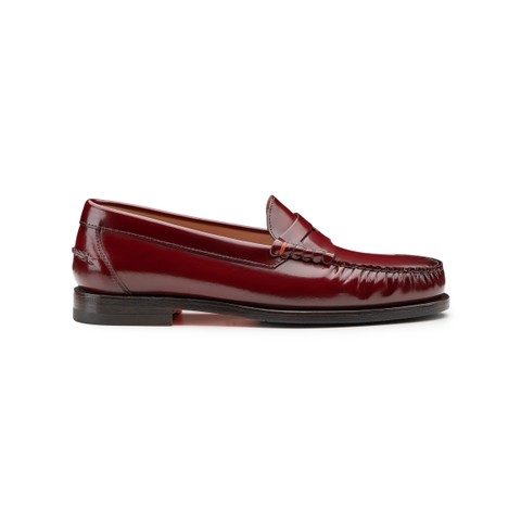 Mocassino penny da donna in pelle bordeaux - Santoni - 1