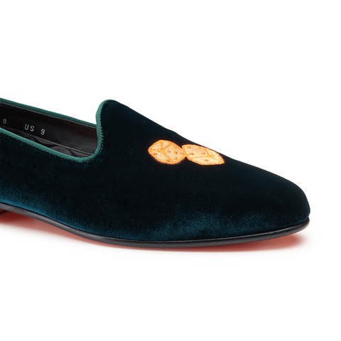 Men's green velvet loafer - Santoni - 5