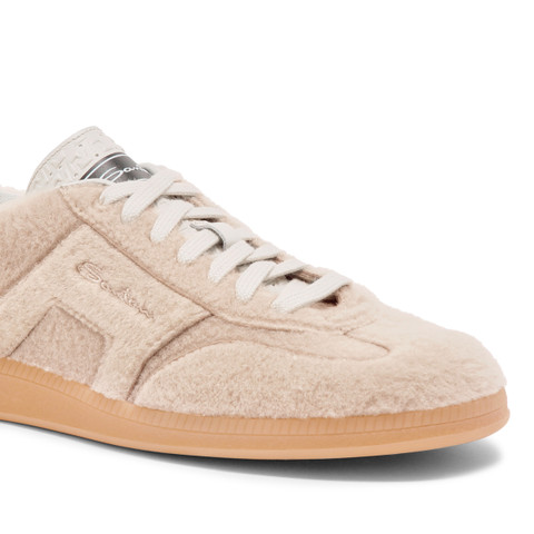 Men's beige fur sneaker - Santoni - 5