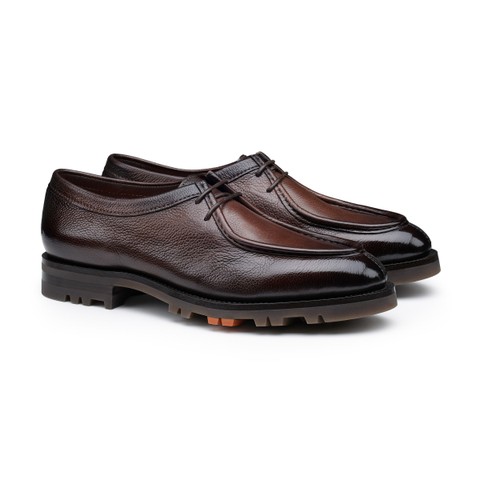 Men's dark brown leather lace-up shoe - Santoni - 2
