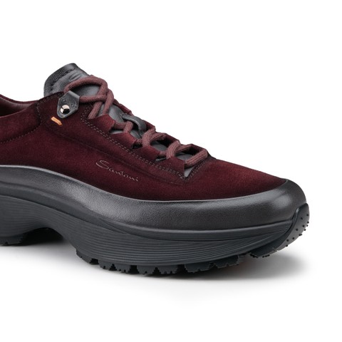 Men's burgundy leather and suede Easy Bounce Mountain sneaker - Santoni - 5