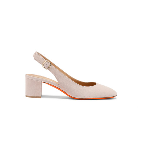 Rosafarbene Pumps für Damen aus Wildleder mit flachem Absatz - Santoni - 1