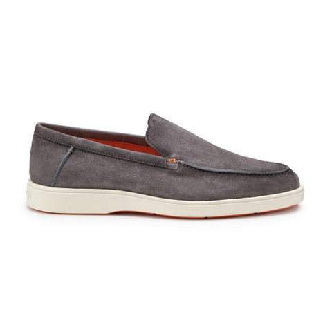 Men's grey suede loafer - Santoni - 1