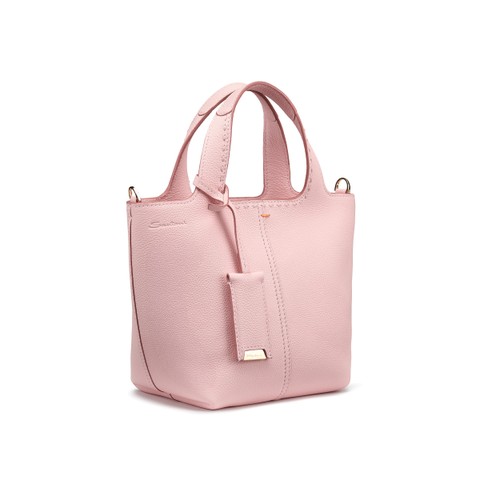 Pink tumbled leather handbag - Santoni - 3