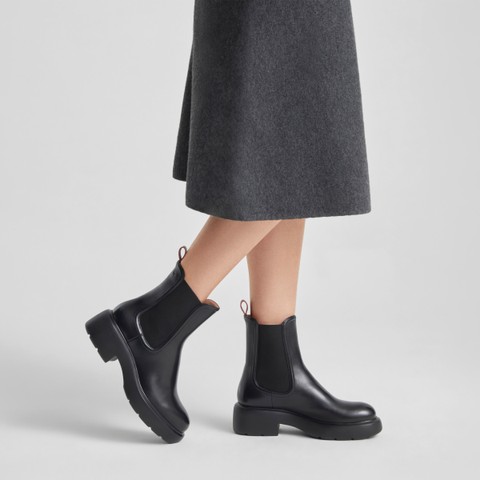 Women's black leather Easy Bubble ankle boot - Santoni - 2